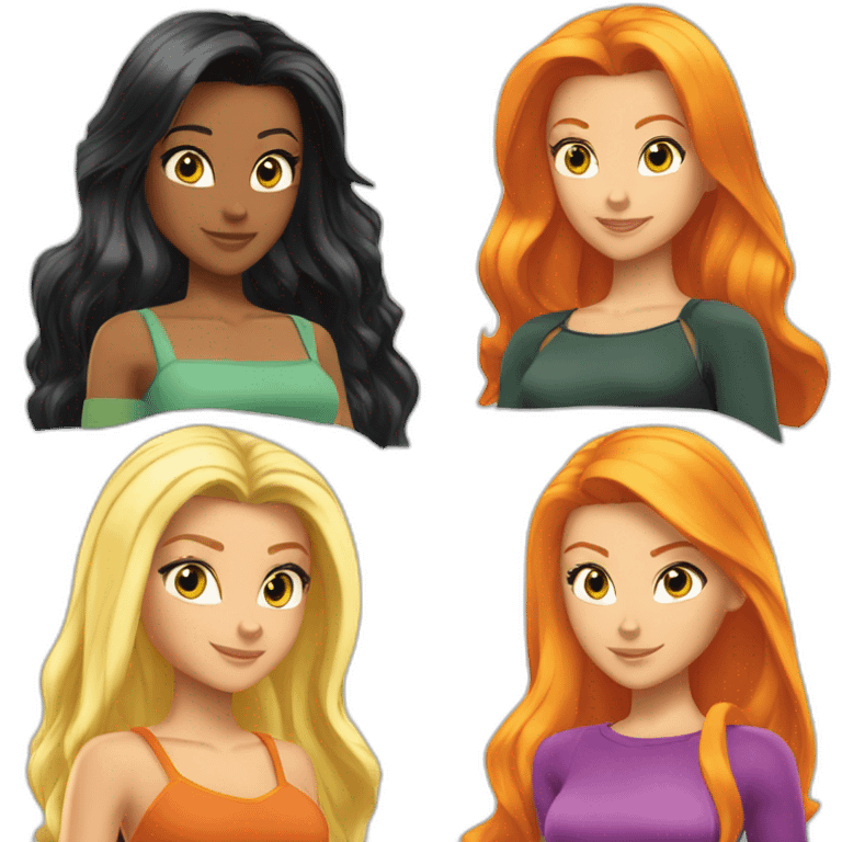 totally spies 3 girls with blond-hair black-hair orange-hair emoji