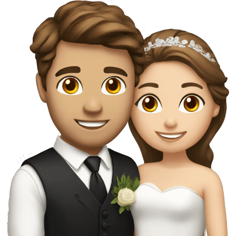 Brown haired and eyed groom with amber emoji