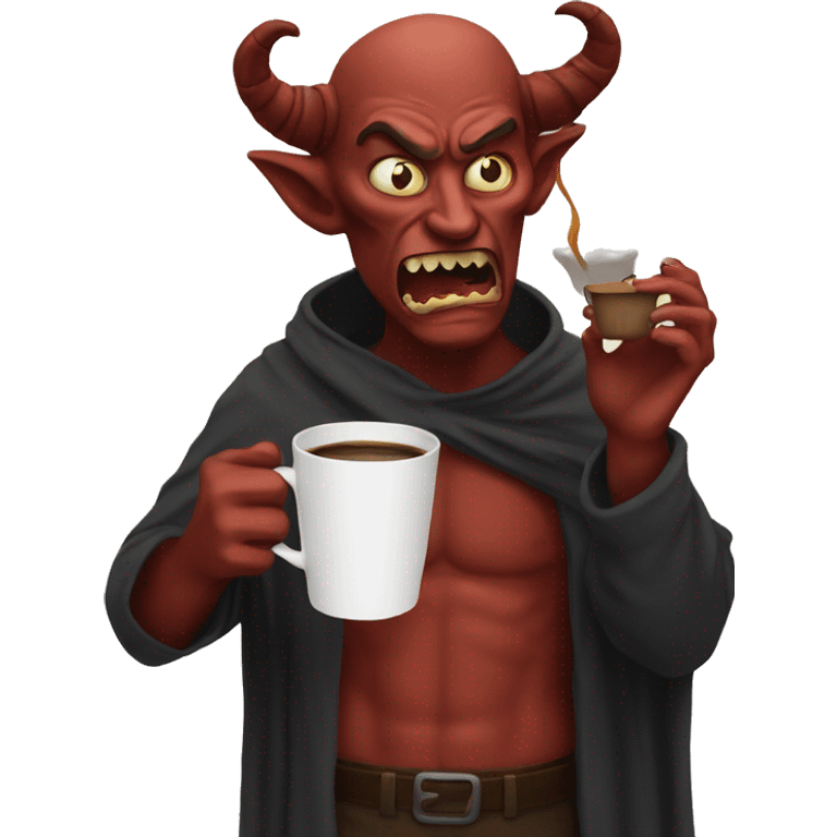 Demon drinking coffee emoji