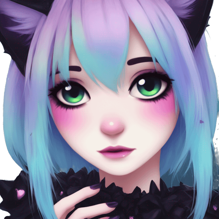 Gorgeous Cute Gothic Edgy Colorful Gradient Beautiful Anime Emo CatLady emoji