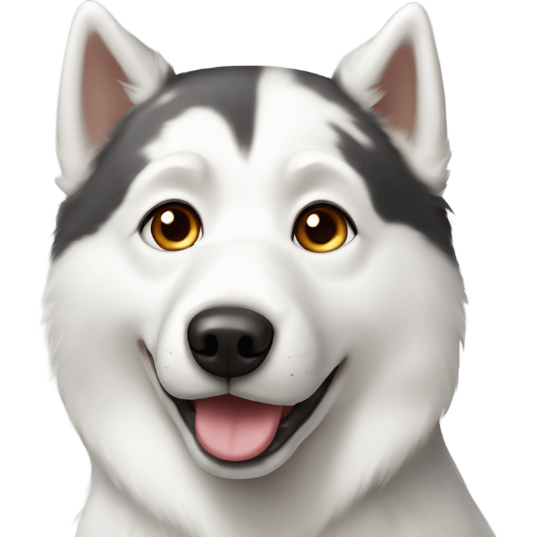 white husky dog with brown spots and black around eyes emoji