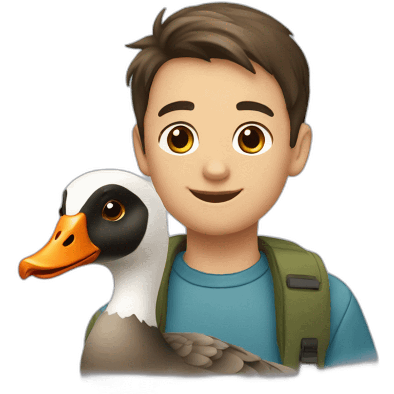 A goose and a boy emoji