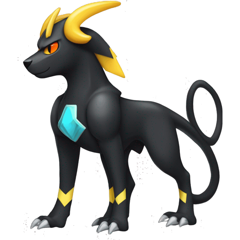 Cool Edgy Houndoom-Luxray Fakémon Digimon with Edgy markings, full body, outlined emoji