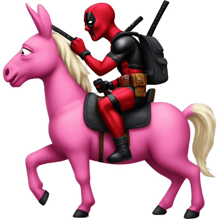 Deadpool riding pink donkey emoji