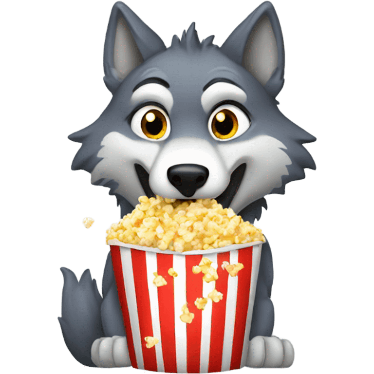 Wolf eating popcorn  emoji