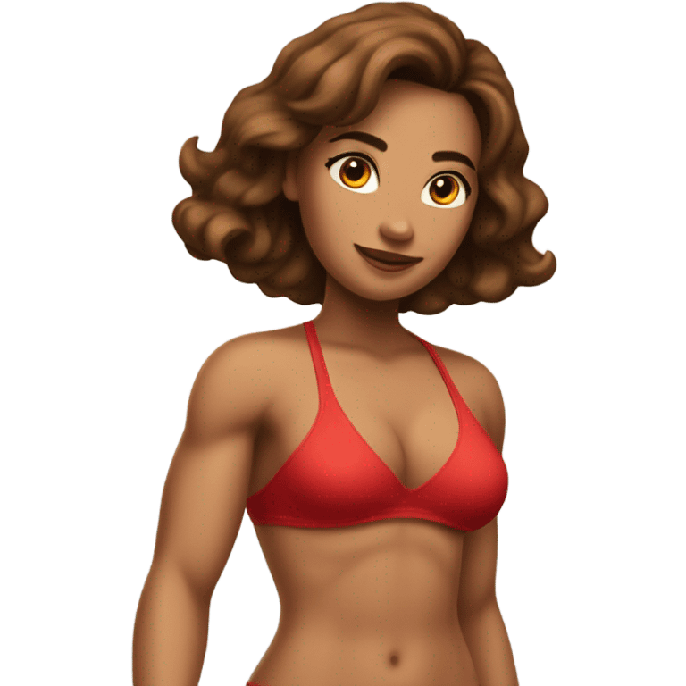 attractive pose soft-fit woman red bikini (beach body) realism emoji