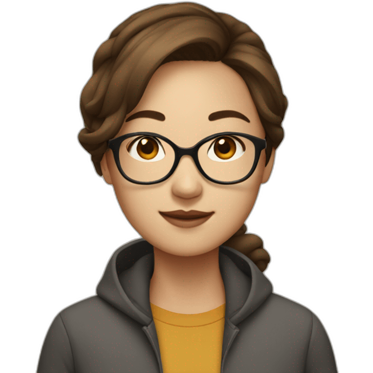 Brown-haired-young-awoman, asian, with glasses emoji