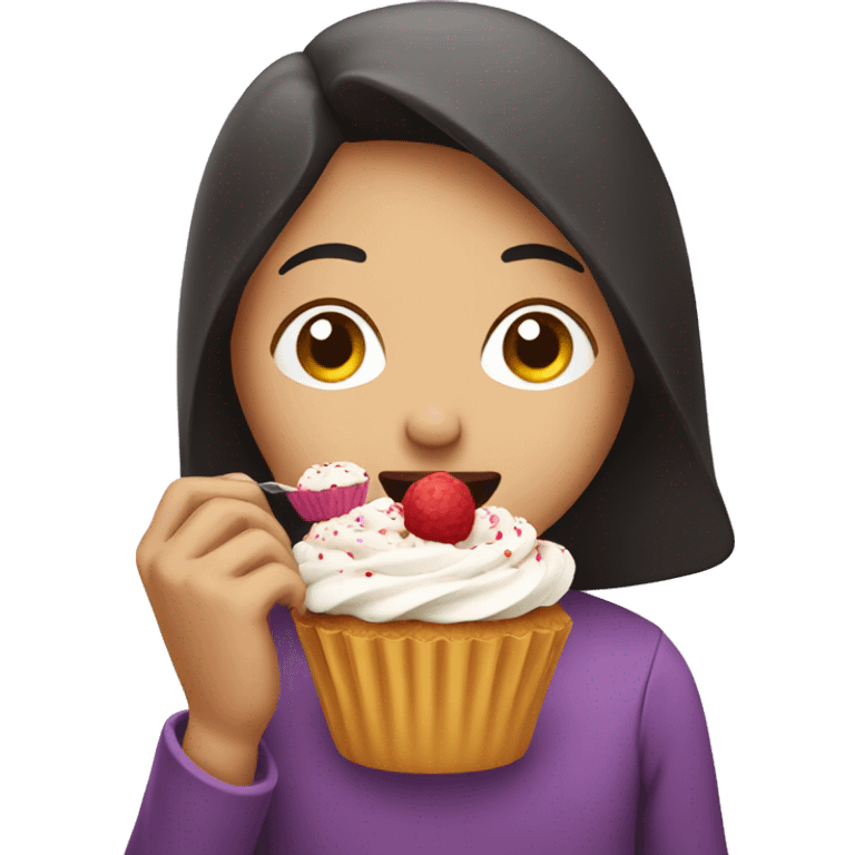 Someone eating a cupcake  emoji