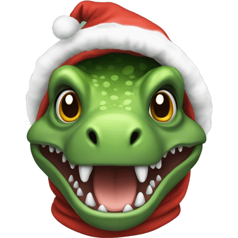 Dino with Xmas hood emoji