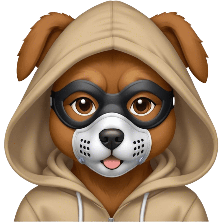 Dog wearing hoodie and mask  emoji