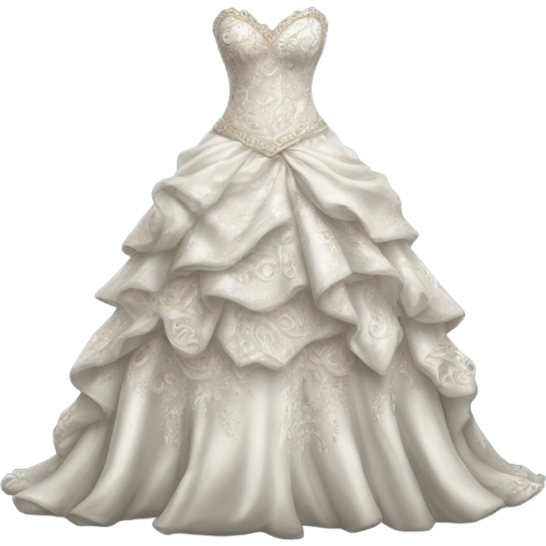 Hyper Realistic ornate 
Whimsical Wedding dress displays emoji