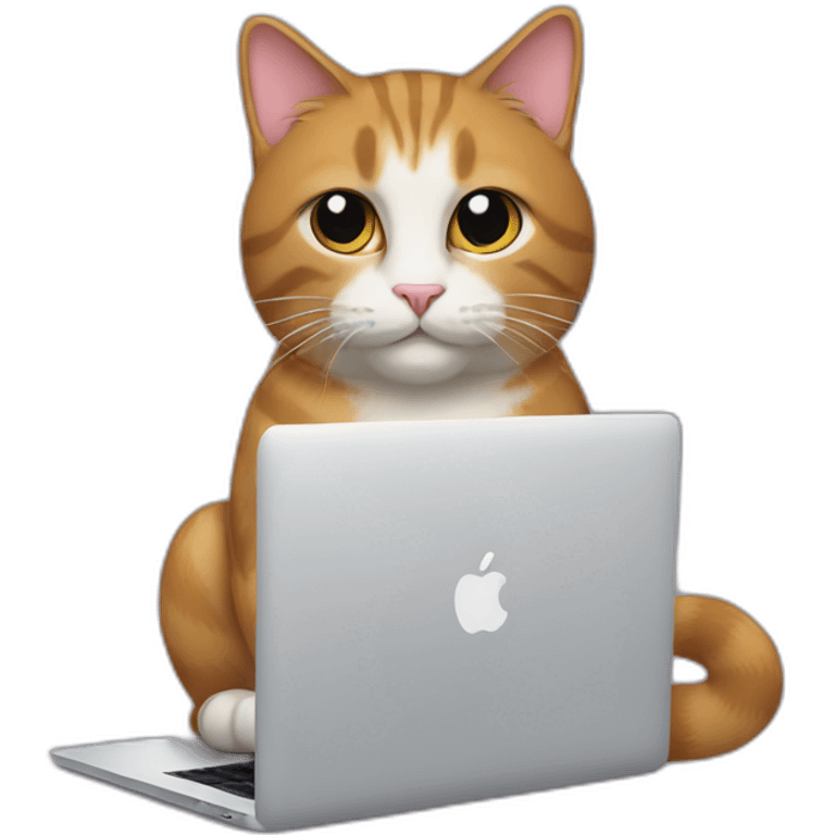 A cat holds a Macbook in its paws emoji