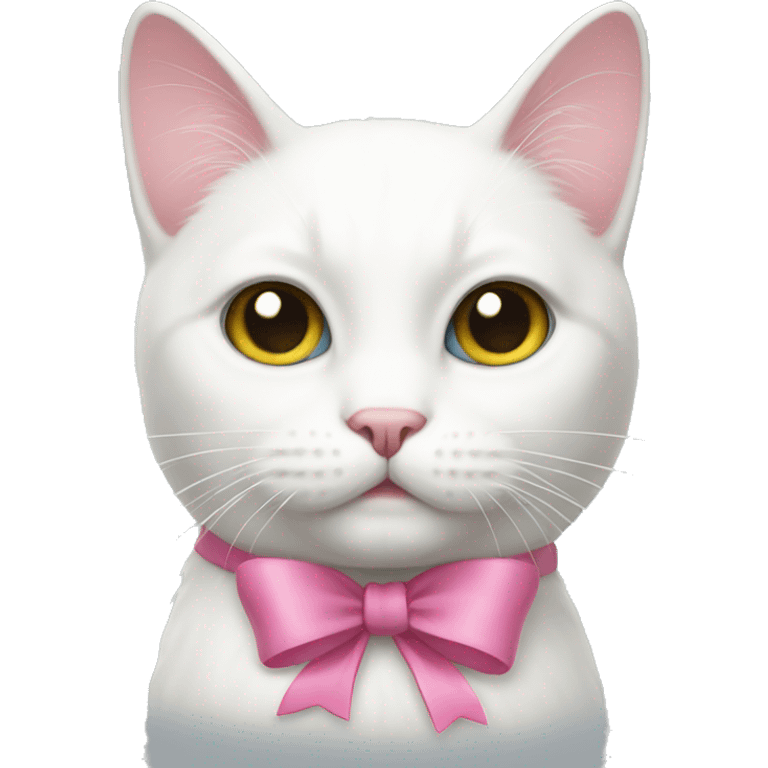 White cat with pink bow emoji