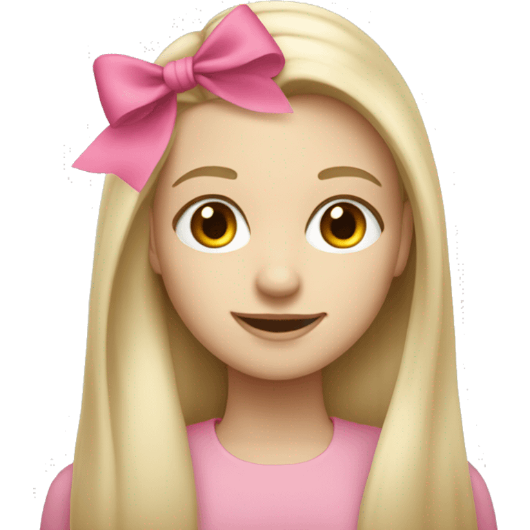 pale blonde girl with long straight hair with a pink bow in her hair emoji