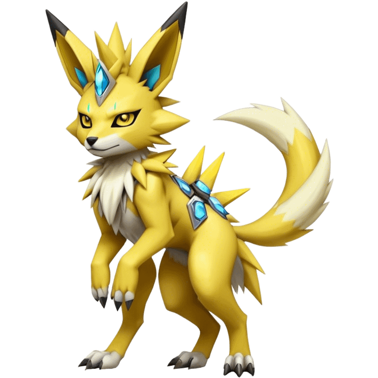  Cool Edgy Shiny Futuristic Ethereal Legendary Zeraora-Digimon-Jolteon-Renamon-Pokemon-hybrid full body emoji