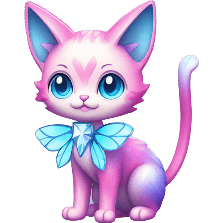 Shiny Pink-Blue-gradient Diamond-Fairy-type-Fakémon-Cat full body emoji