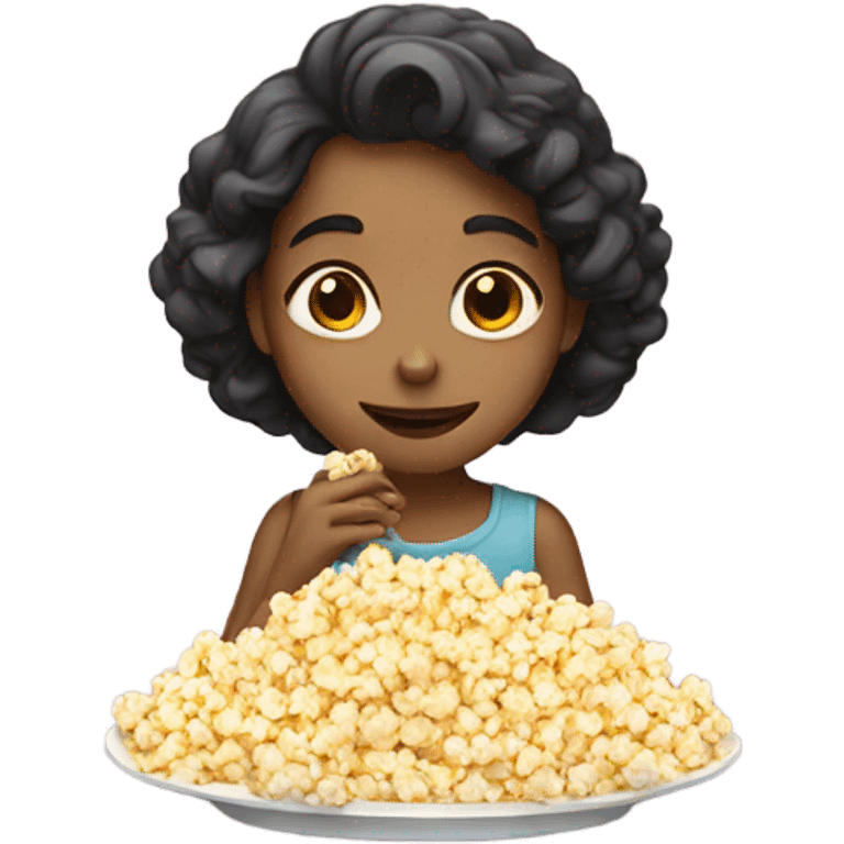 Girl laying on a platter eating popcorn emoji