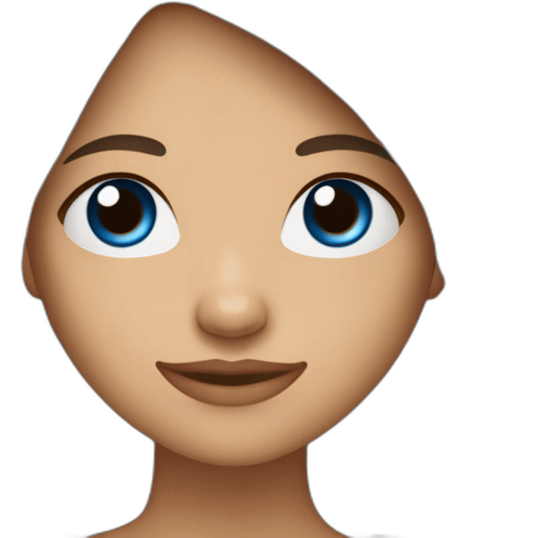 avatar de una chica de ojos azul oscuro y pelo marron LARGO,tez blanco rozaceo y cuerpo completo  emoji