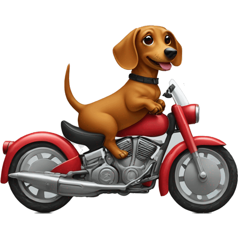 Dachshund riding a motorbike looking cool emoji