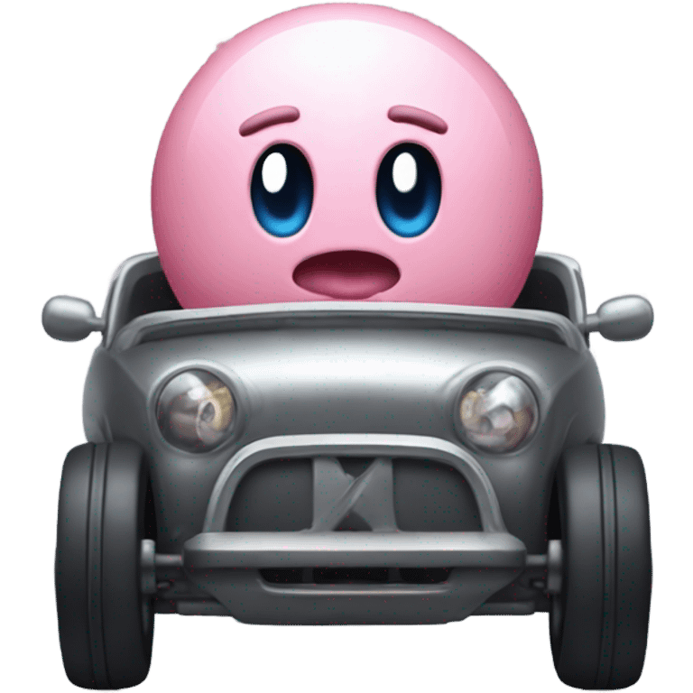 Metal Kirby eyes eyes, cute no mouth drive with car wheels  emoji