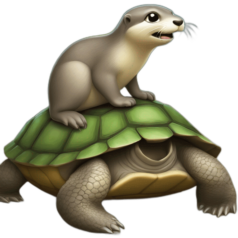 Chat sur une loutre sur une tortue emoji