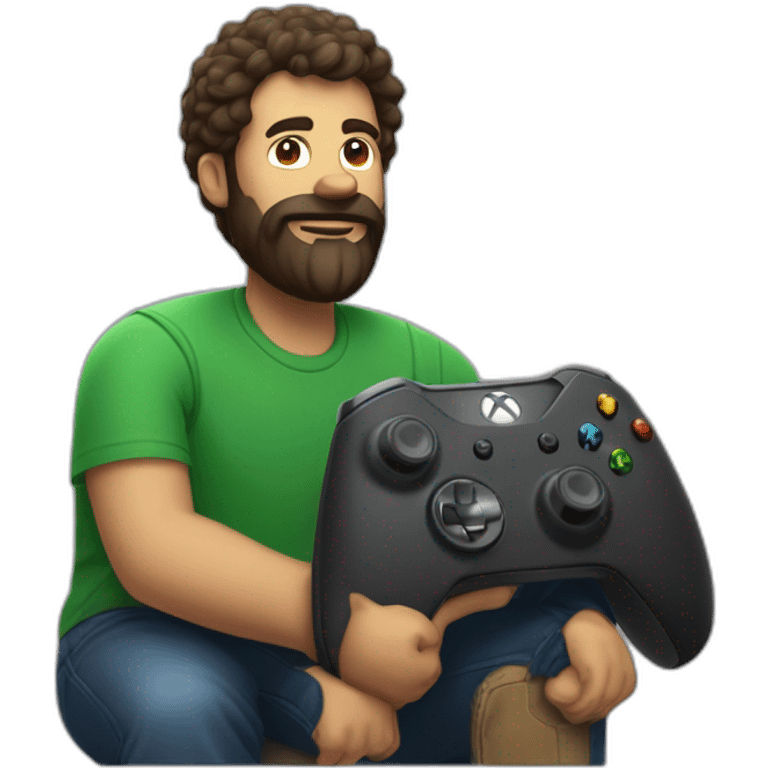 homme brun barbu qui joue à la Xbox emoji