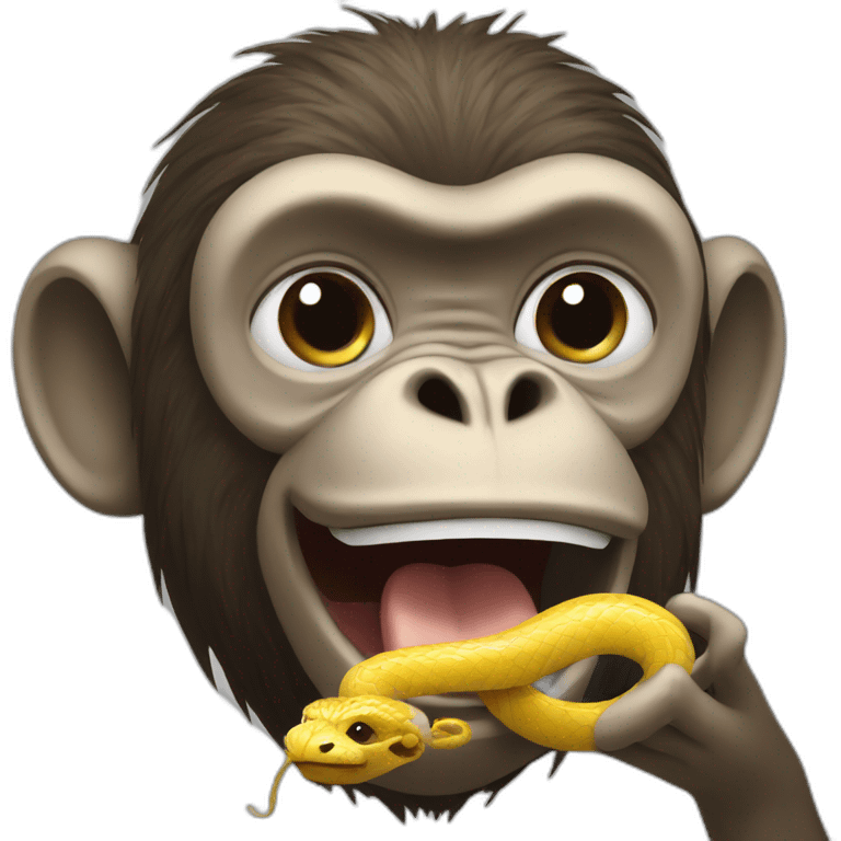 Monkey eating a snake emoji