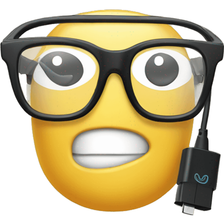 Phone charger with spectacles  emoji