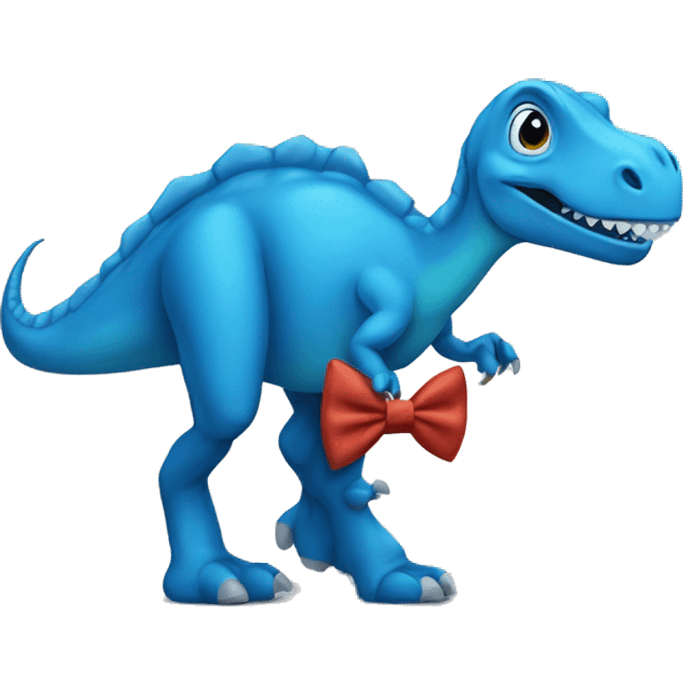 blue dinosaur with a bow tie  emoji