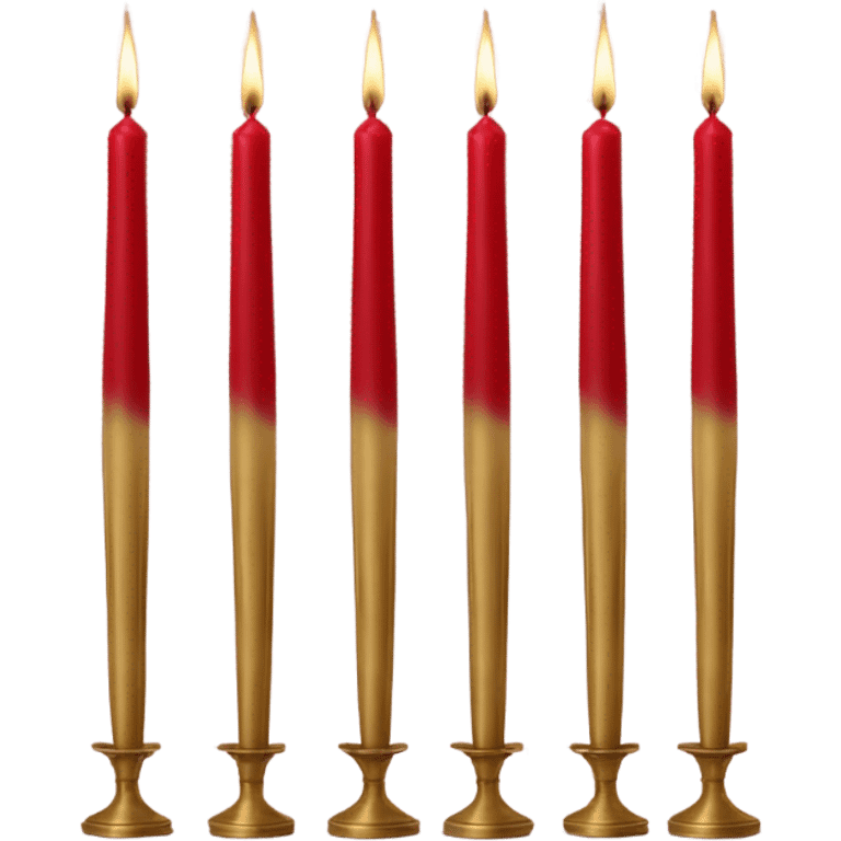 Neutral candles in brass tapers with red velvet ribbon around them and the tapers should vary in sizes emoji