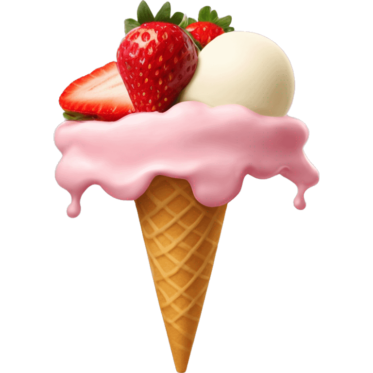 Strawberry and vanilla ice cream mixed emoji