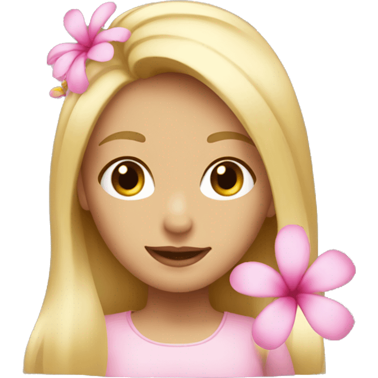 Blonde girl with a pink flower on her head emoji