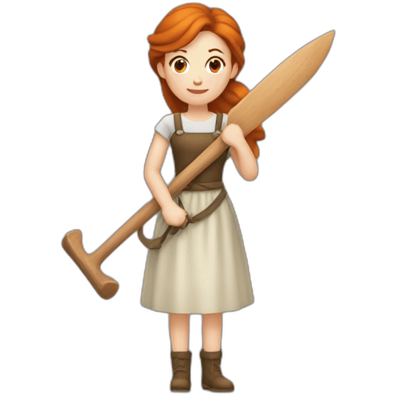 Femme rousse, avec une hache de bûcheron emoji