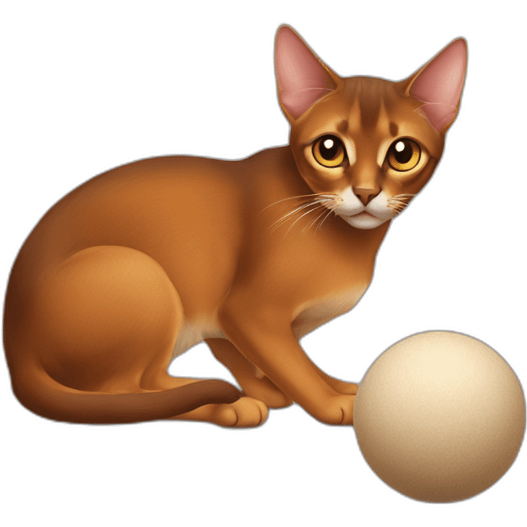 Abyssinian cat play with a small fur ball emoji