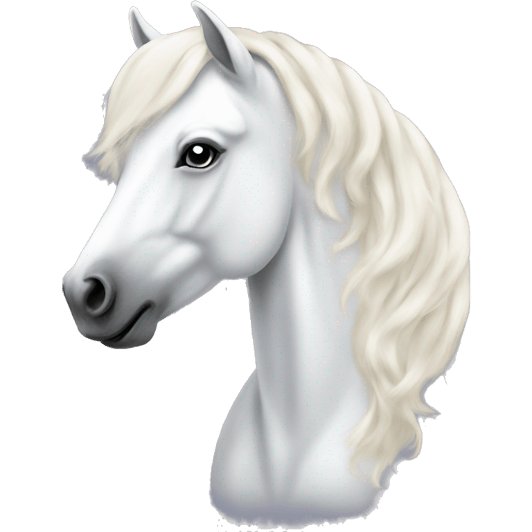 Beautiful white horse with beautiful blowout hair  emoji