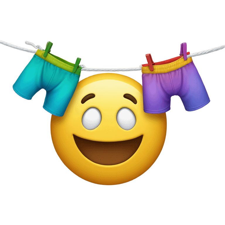 Washing on line with a smiling kissy face emoji