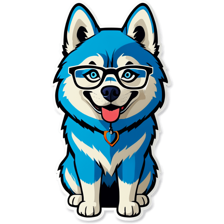 Husky with glasses  emoji