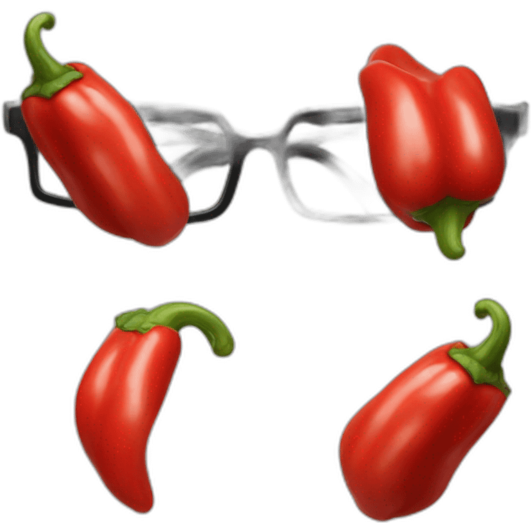 Red Pepper in black star glasses emoji