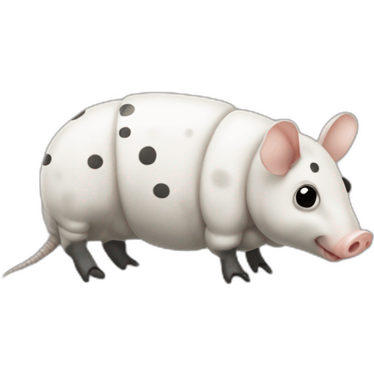 White pig armadillo cow centipede insect with black spots emoji