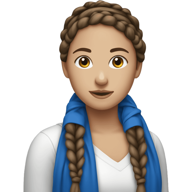 Brunette girl with French braids and blue bandana around the neck emoji