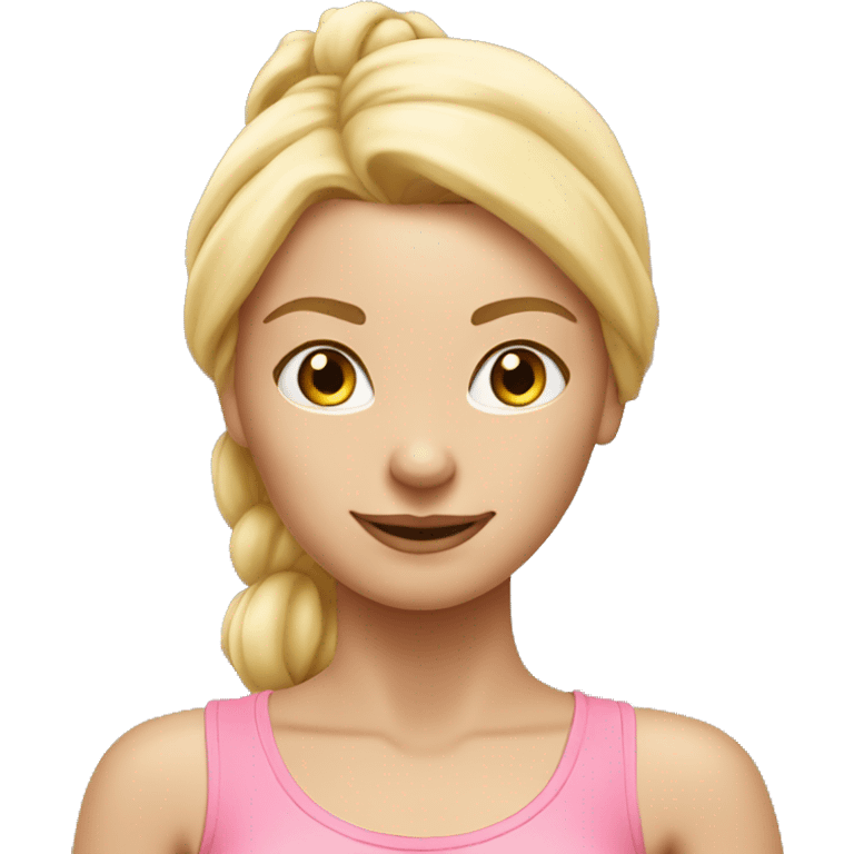 blonde yoga girl light pink clothes n emoji