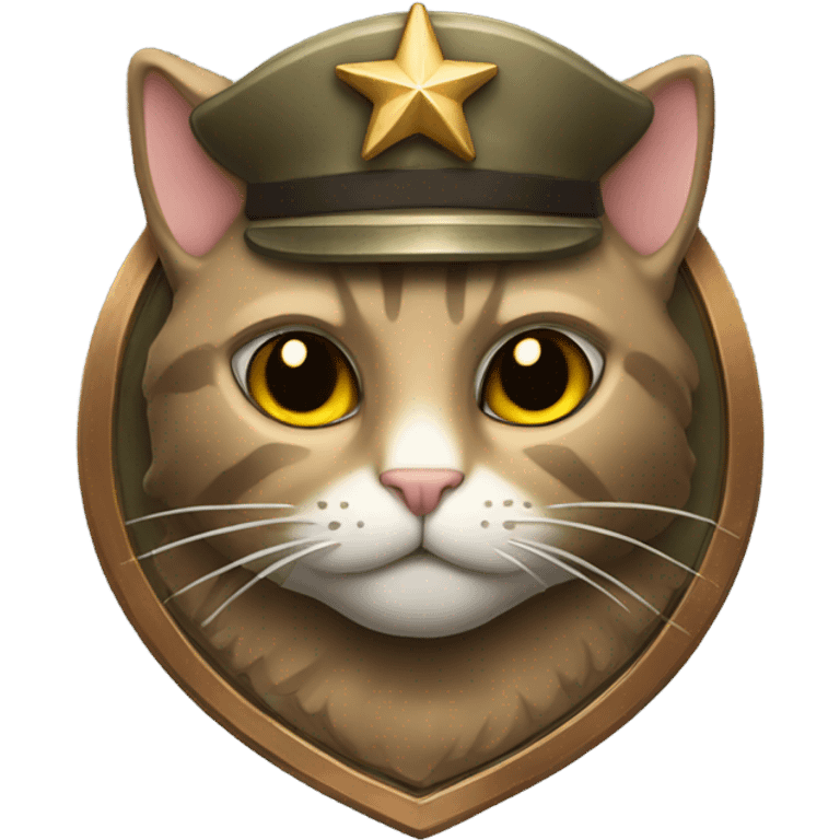 Bronze military badge with stars and an cat emoji