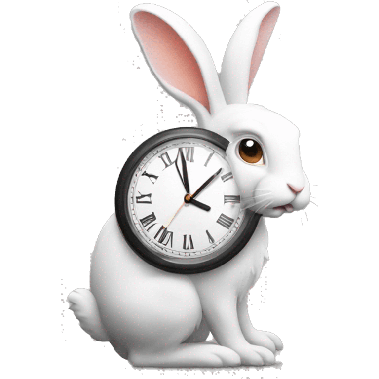 flat rabbit clock emoji