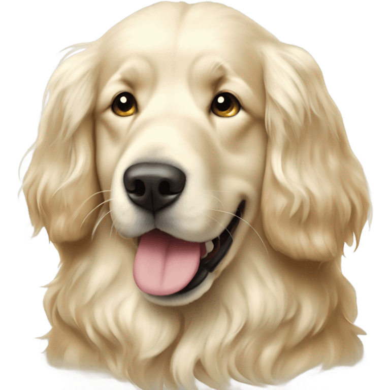 White English cream long haired curly golden retriever with honey pot emoji