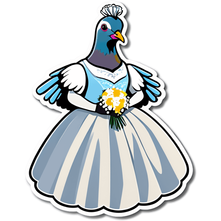 pigeon wedding one wearing a wedding dress emoji