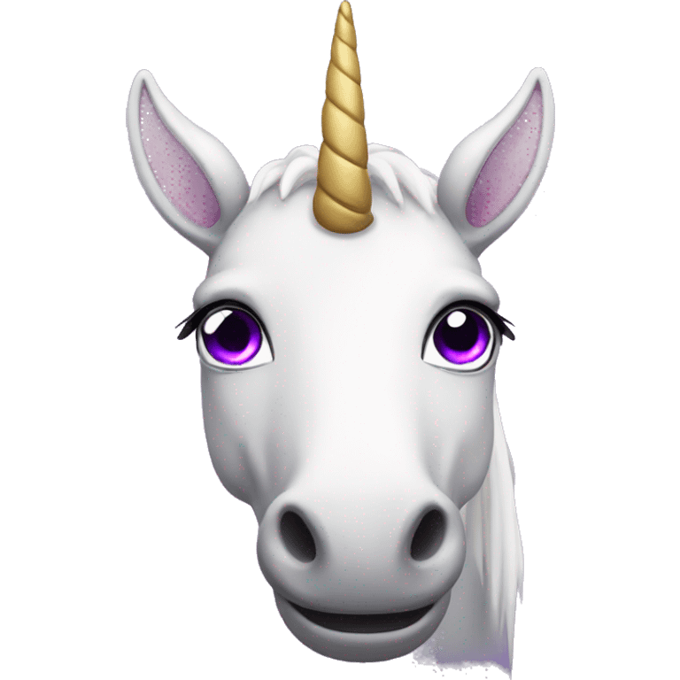 Unicorn with big purple eyes emoji