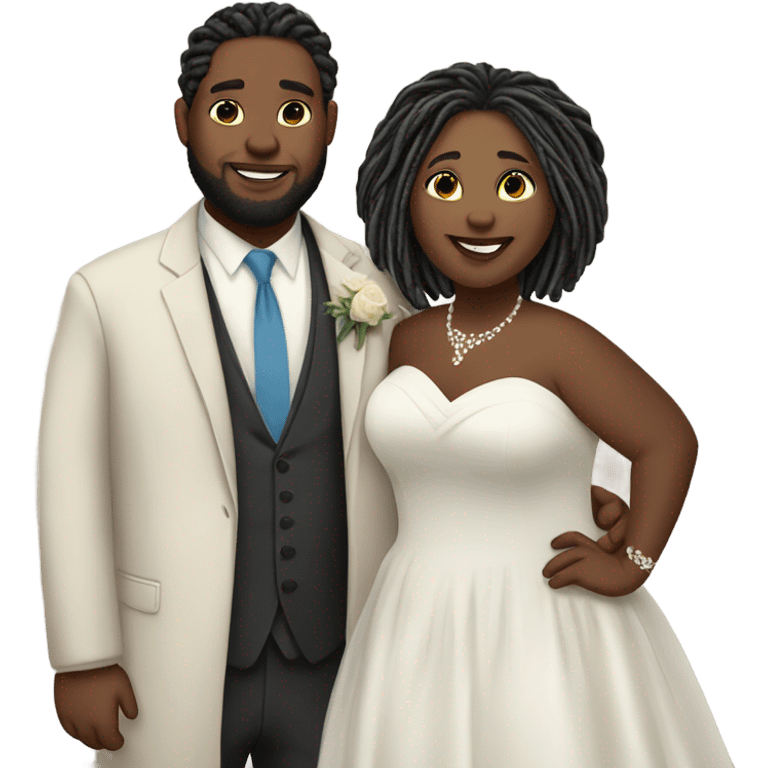 Plus size couple with locs wedding pale emoji