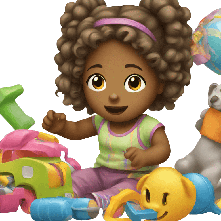 Toddler girl playing with toys  emoji