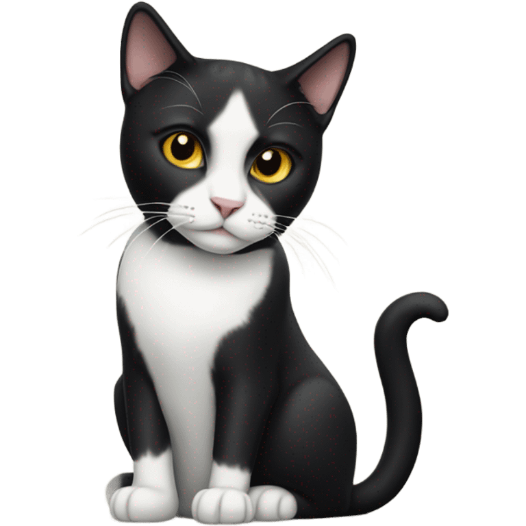 Tuxedo cat with black spot under nose emoji