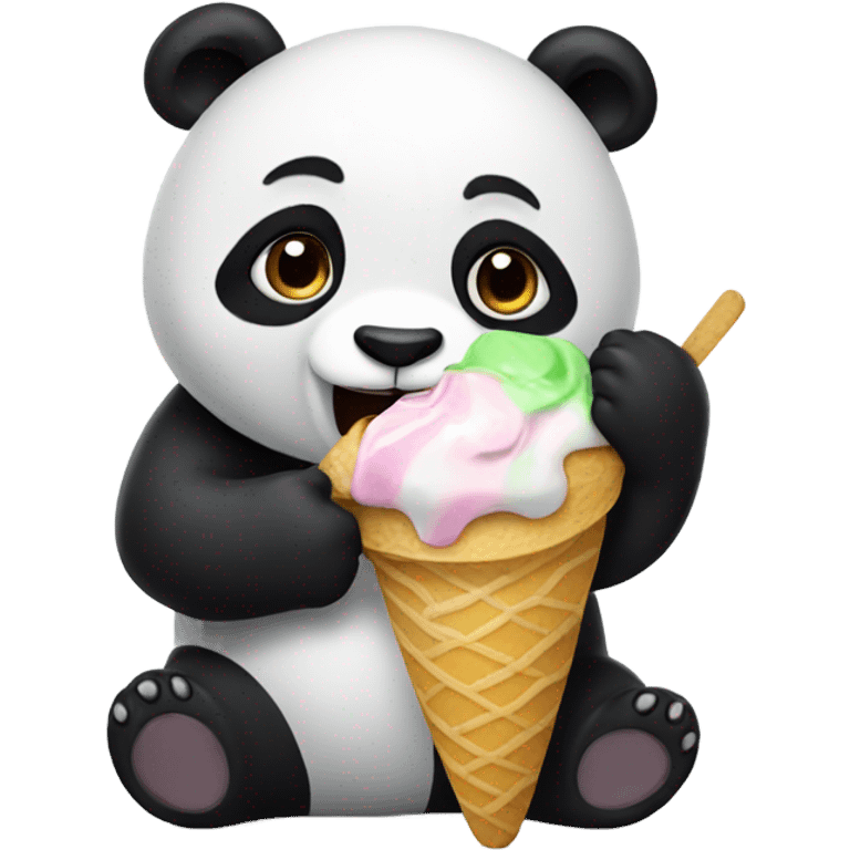 Panda eating ice cream emoji